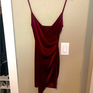 VNTG Maroon Crushed Velvet Mini Dress